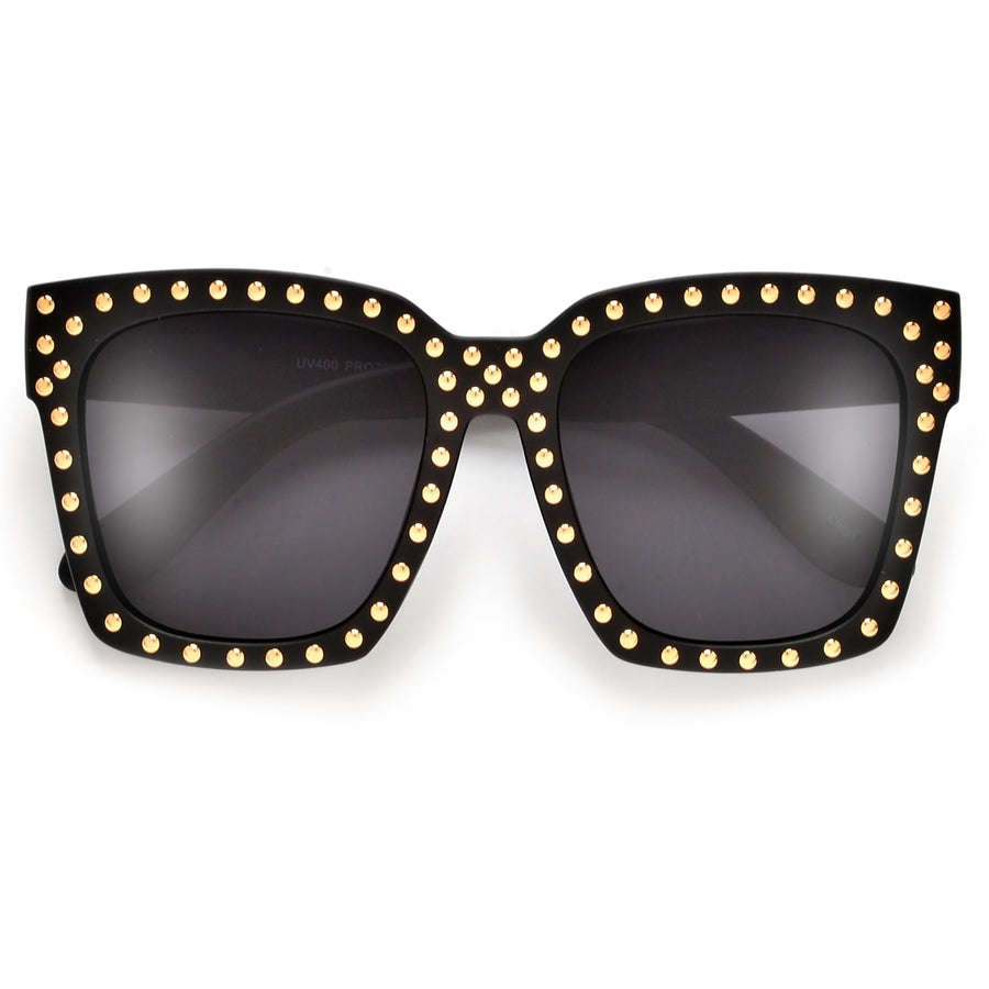 BOLD THICK STUDDED CHIC FASHION DESIGN SUNGLASSES