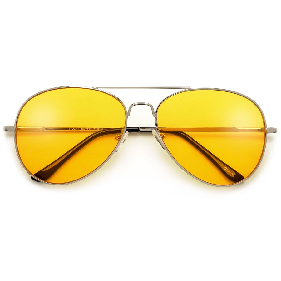 Functional Night Driving Lens Classic Metal Wire Aviator - Sunglass Spot