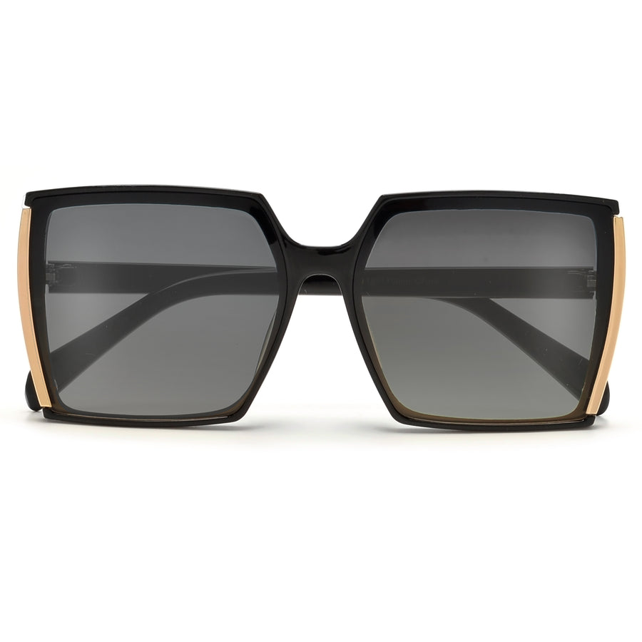 Oversize Thick Gold Accent Squared Frame Sunnies