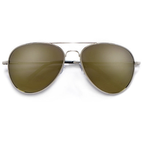 Polarized 56mm Color Mirrored Silver Sleek Classic Aviator - Sunglass Spot