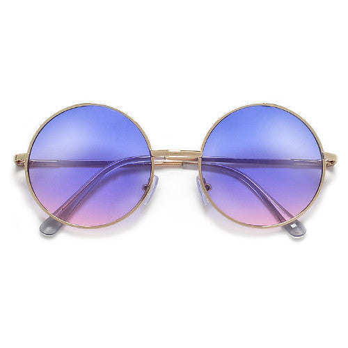 Lennon Inspired Colorful Ombre Lens Retro Round 50mm Metal Sunglasses - Sunglass Spot