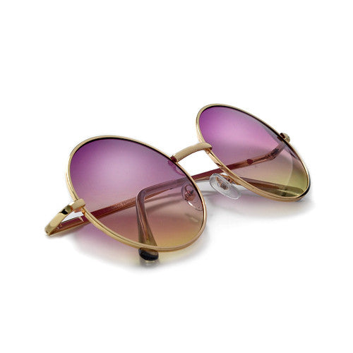 Lennon Inspired Colorful Ombre Lens Retro Round 50mm Metal Sunglasses - Sunglass Spot
