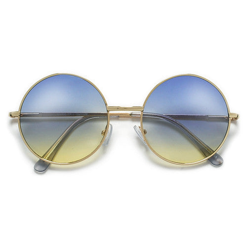 Retro Inspired Colorful Ombre Lens Retro Round 50mm Metal Sunglasses
