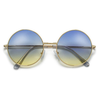 Lennon Inspired Colorful Ombre Lens Retro Round 50mm Metal Sunglasses - Sunglass Spot