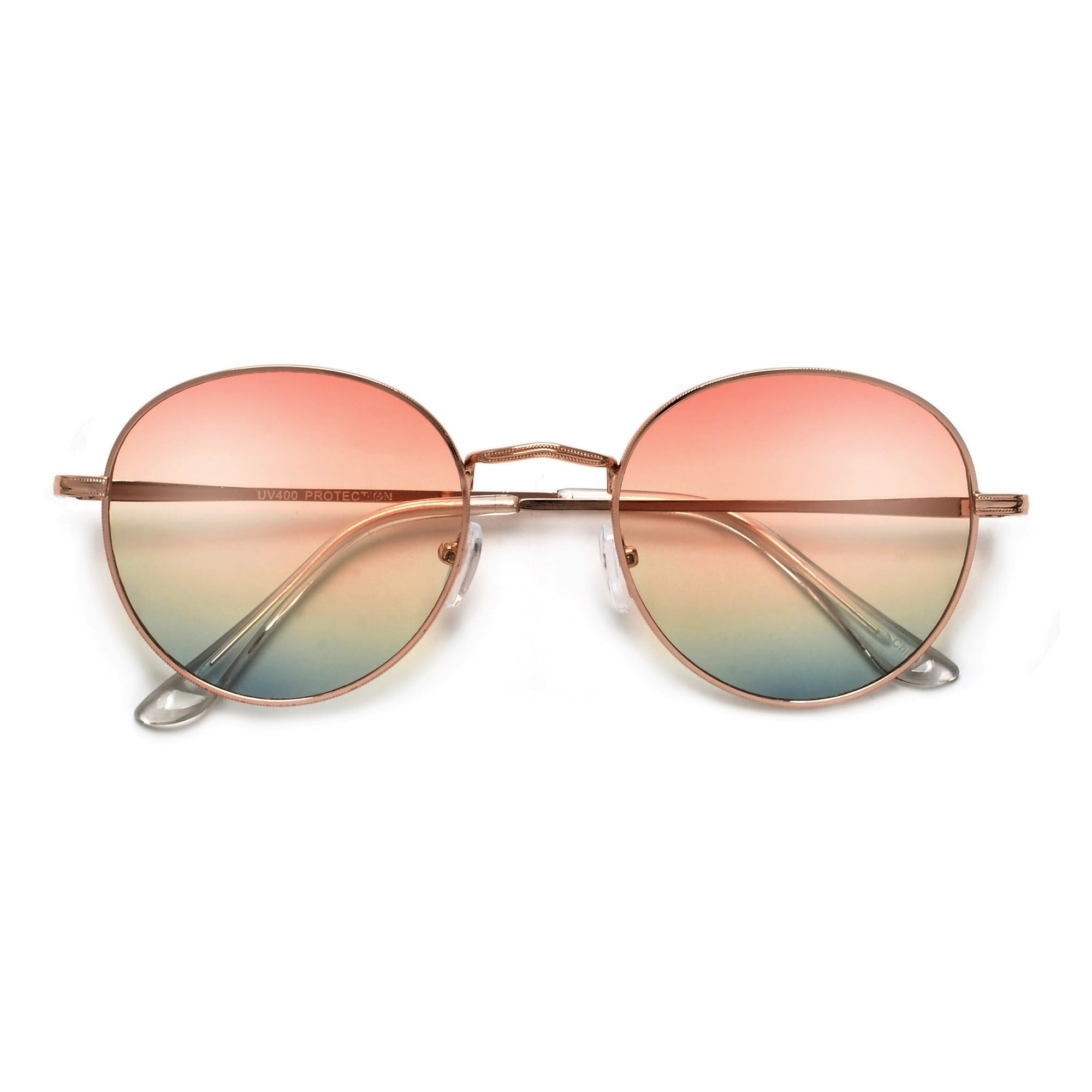 Oversize Retro Round 54mm Lightweight Metallic Colorful Mirrored Lens Sunglasses - Sunglass Spot