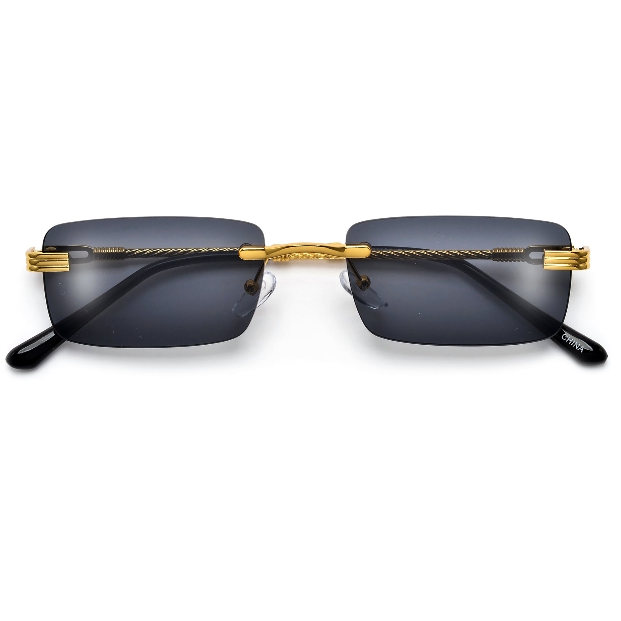 SLIM RIMLESS RECTANGULAR WIRE TEMPLE CHIC COLORFUL SUNNIES