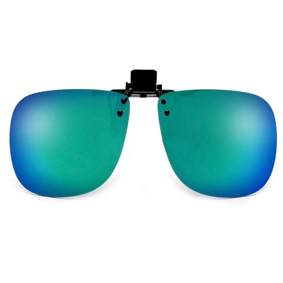Polarized 61mm Colored Mirror Oversize Squared Frame Clip-On - Sunglass Spot