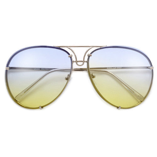 Oversize 67mm High Fashion Designer Inspired Artistry Crafted Aviator Sunglasses