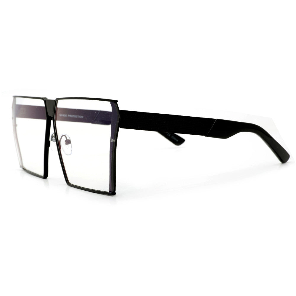 Sharp Sleek Modern Flat Top Oversize 72mm Rectangular Silhouette Show Stopping Eyewear - Sunglass Spot