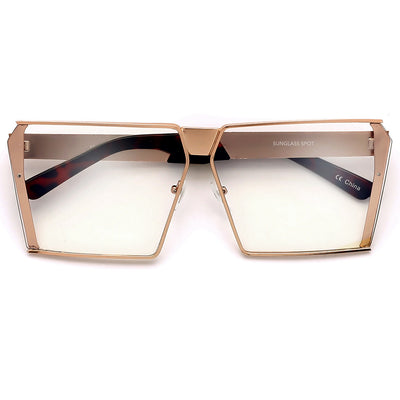 Sharp Sleek Modern Flat Top Oversize 72mm Rectangular Silhouette Show Stopping Eyewear - Sunglass Spot