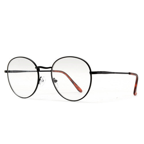 Oversize Retro Round 54mm Lightweight Metallic Clear Lens Eyewear - Sunglass Spot