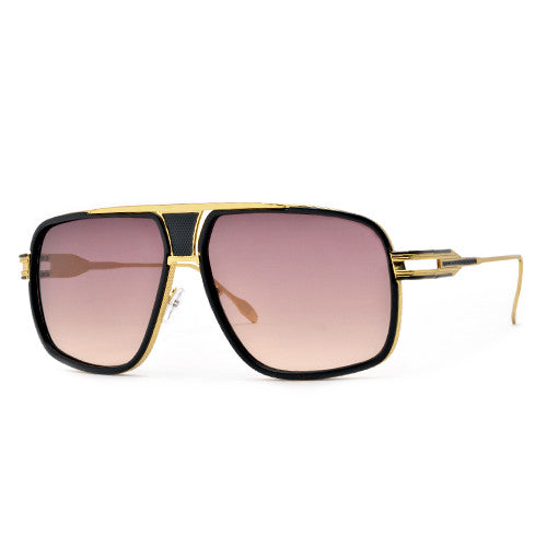 Modernized Gleaming Metal Outline Oversize Squared Off Aviator Sunglasses - Sunglass Spot