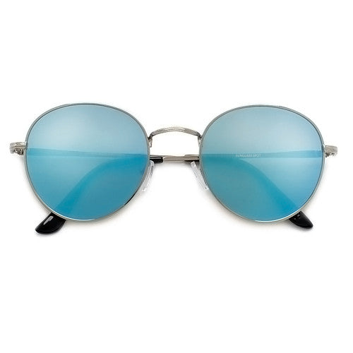 Oversize Retro Round 54mm Lightweight Metallic Colorful Mirrored Lens Sunglasses - Sunglass Spot