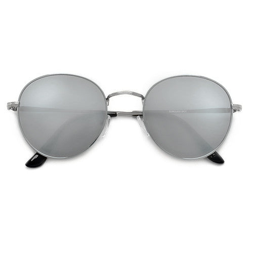 Oversize Retro Round 54mm Lightweight Metallic Colorful Mirrored Lens Sunglasses - Sunglass Spot