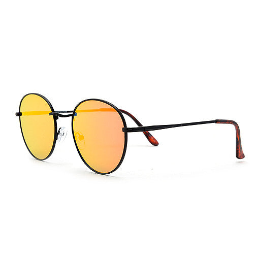 Oversize Retro Round 54mm Lightweight Metallic Colorful Mirrored Lens Sunglasses - Sunglass Spot