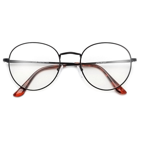 Oversize Retro Round 54mm Lightweight Metallic Clear Lens Eyewear - Sunglass Spot