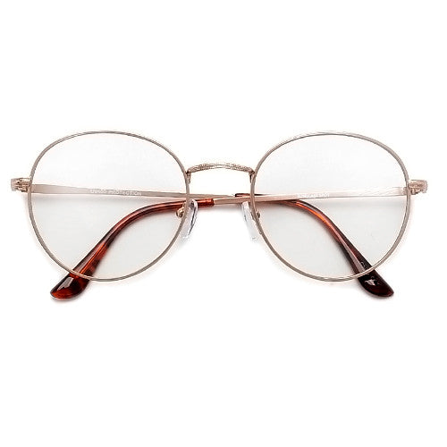 Oversize Retro Round 54mm Lightweight Metallic Clear Lens Eyewear - Sunglass Spot