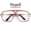 Premier Collection-Oversize 63mm Crossover Bridge Riveted Accent Clear Aviator - Sunglass Spot