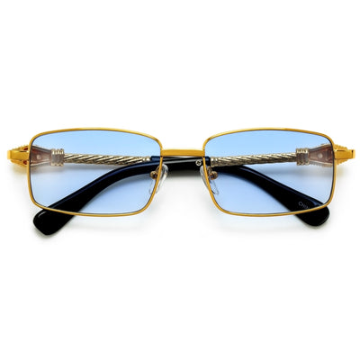Slim Rectangular Leopard Cable Wire Temple Sunnies