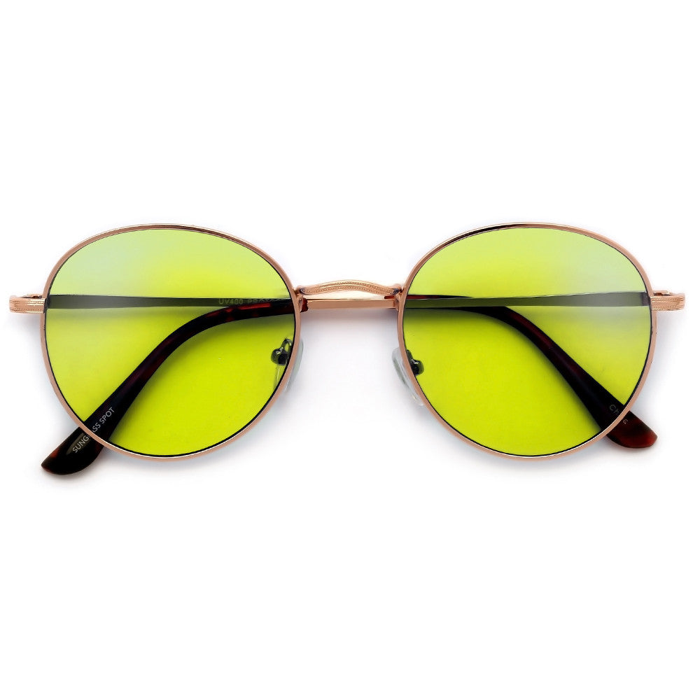 Oversize Retro Round 54mm Lightweight Metallic Colorful Mirrored Lens Sunglasses - Sunglass Spot