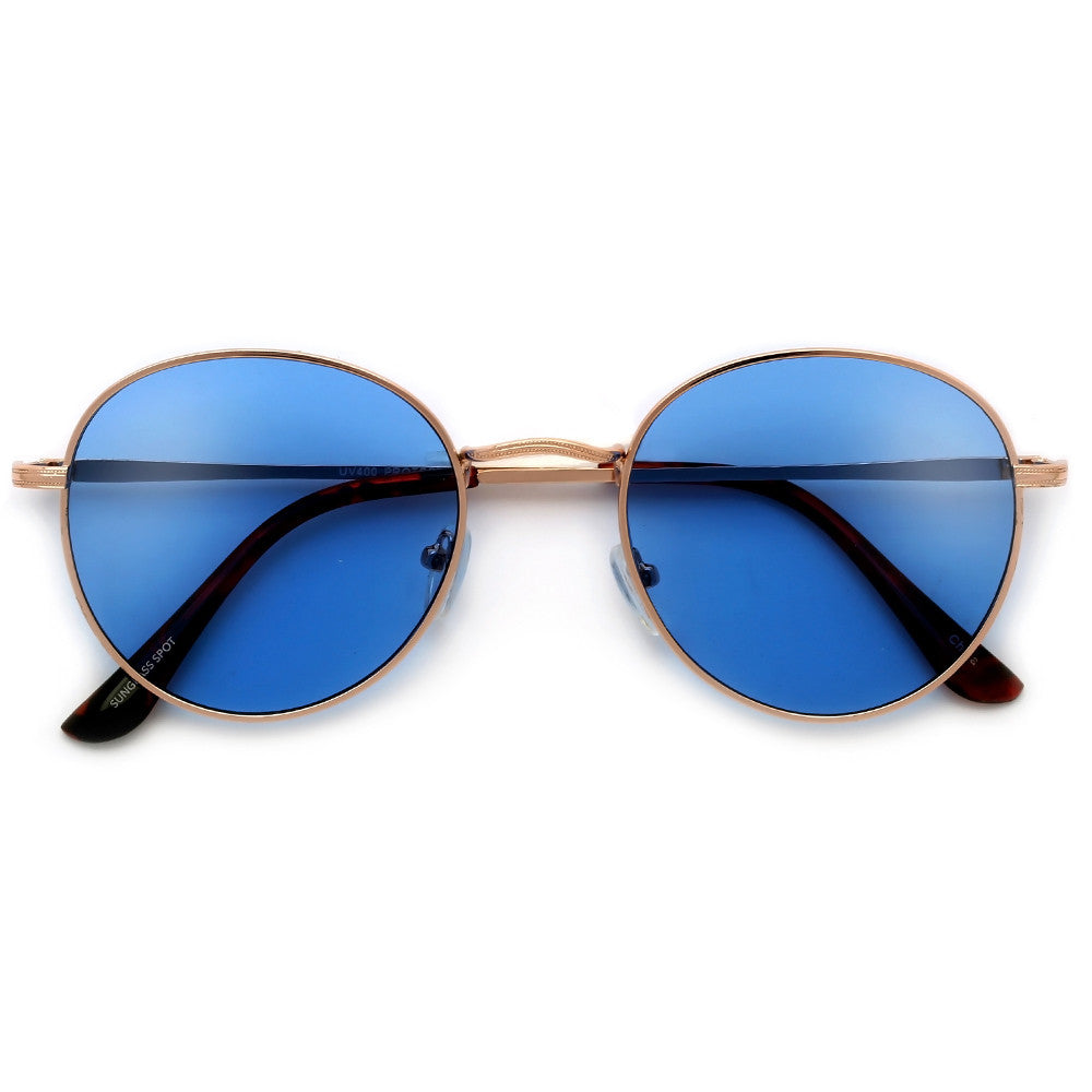 Oversize Retro Round 54mm Lightweight Metallic Colorful Mirrored Lens Sunglasses - Sunglass Spot