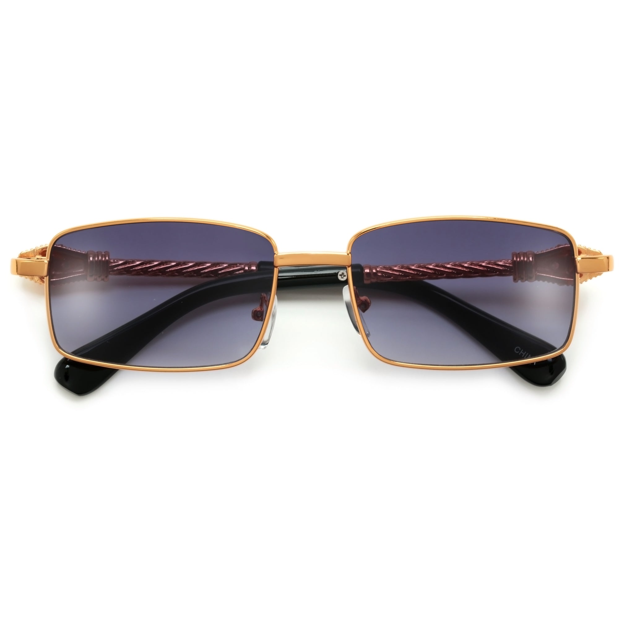 Slim Rectangular Leopard Cable Wire Temple Sunnies