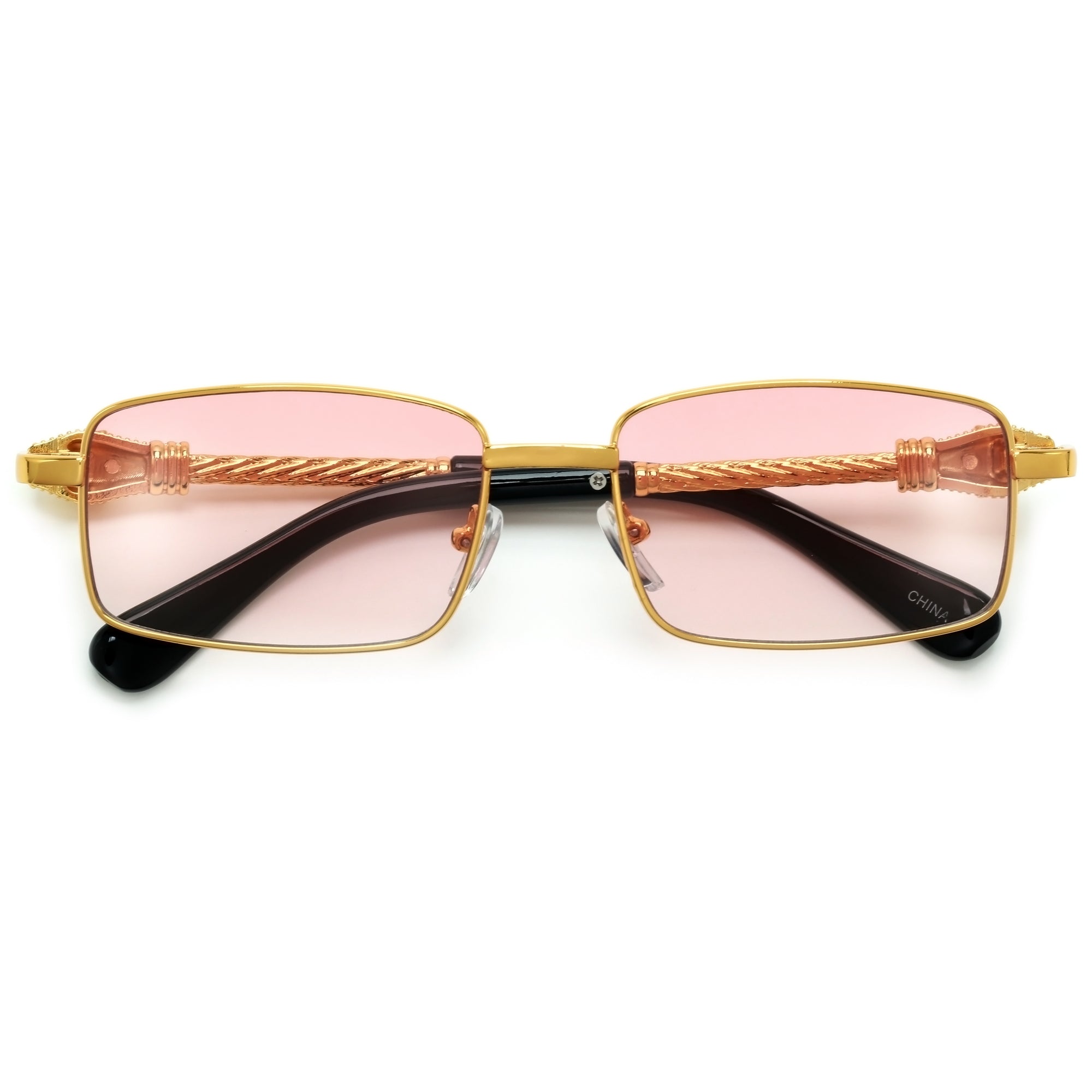 Slim Rectangular Leopard Cable Wire Temple Sunnies