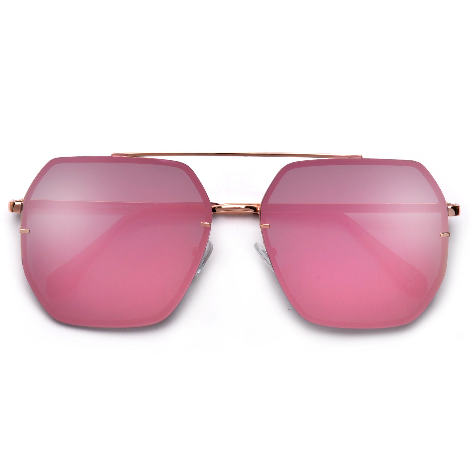 Oversize Squared Geometric Brow Bar Accented Stylish Aviator - Sunglass Spot