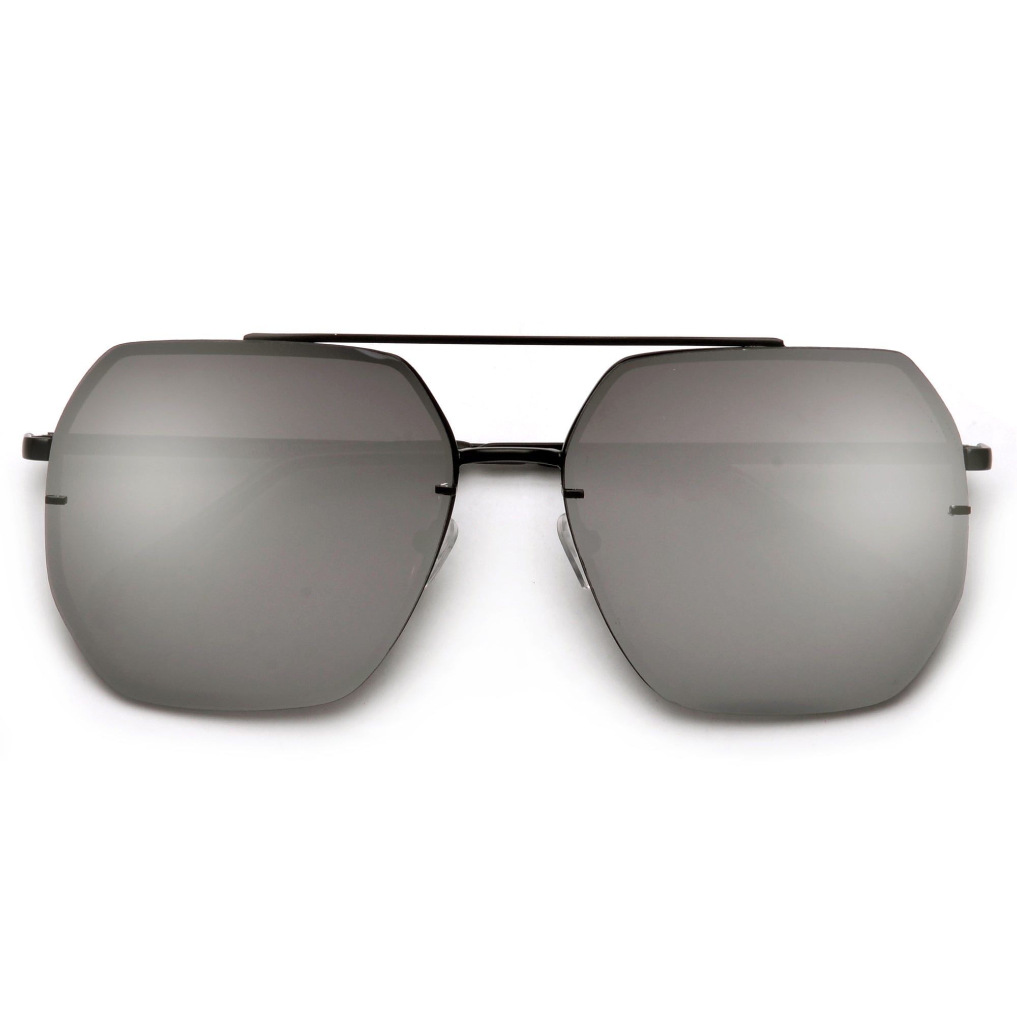 Oversize Squared Geometric Brow Bar Accented Stylish Aviator - Sunglass Spot