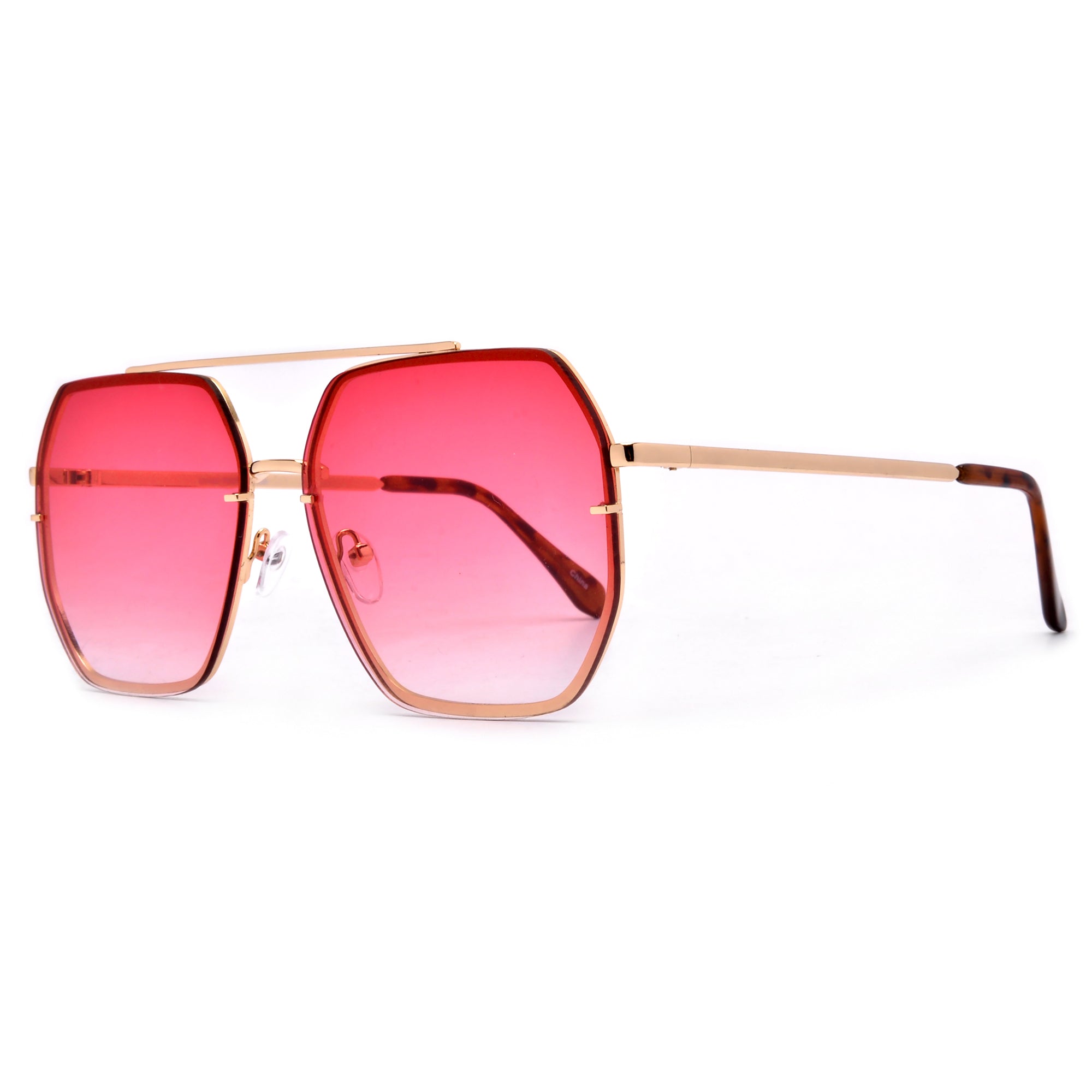 Oversize Squared Geometric Brow Bar Accented Stylish Aviator - Sunglass Spot
