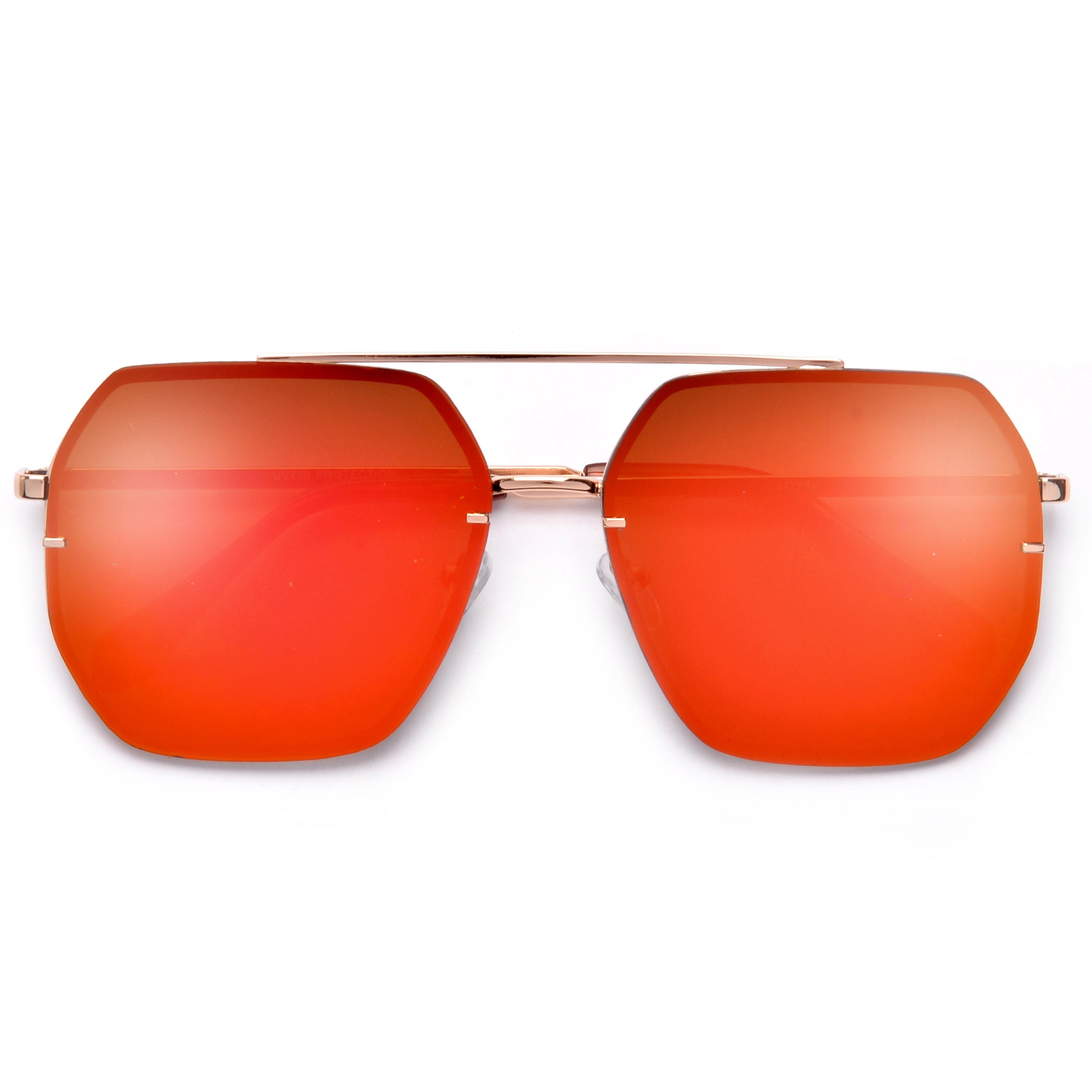 Oversize Squared Geometric Brow Bar Accented Stylish Aviator - Sunglass Spot