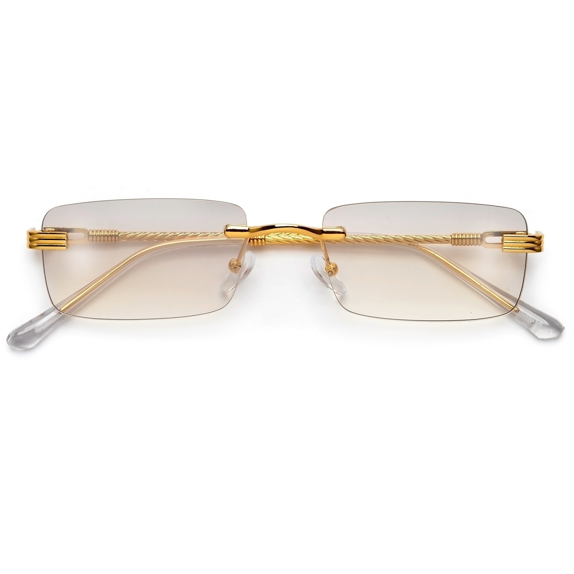 SLIM RIMLESS RECTANGULAR WIRE TEMPLE CHIC COLORFUL SUNNIES