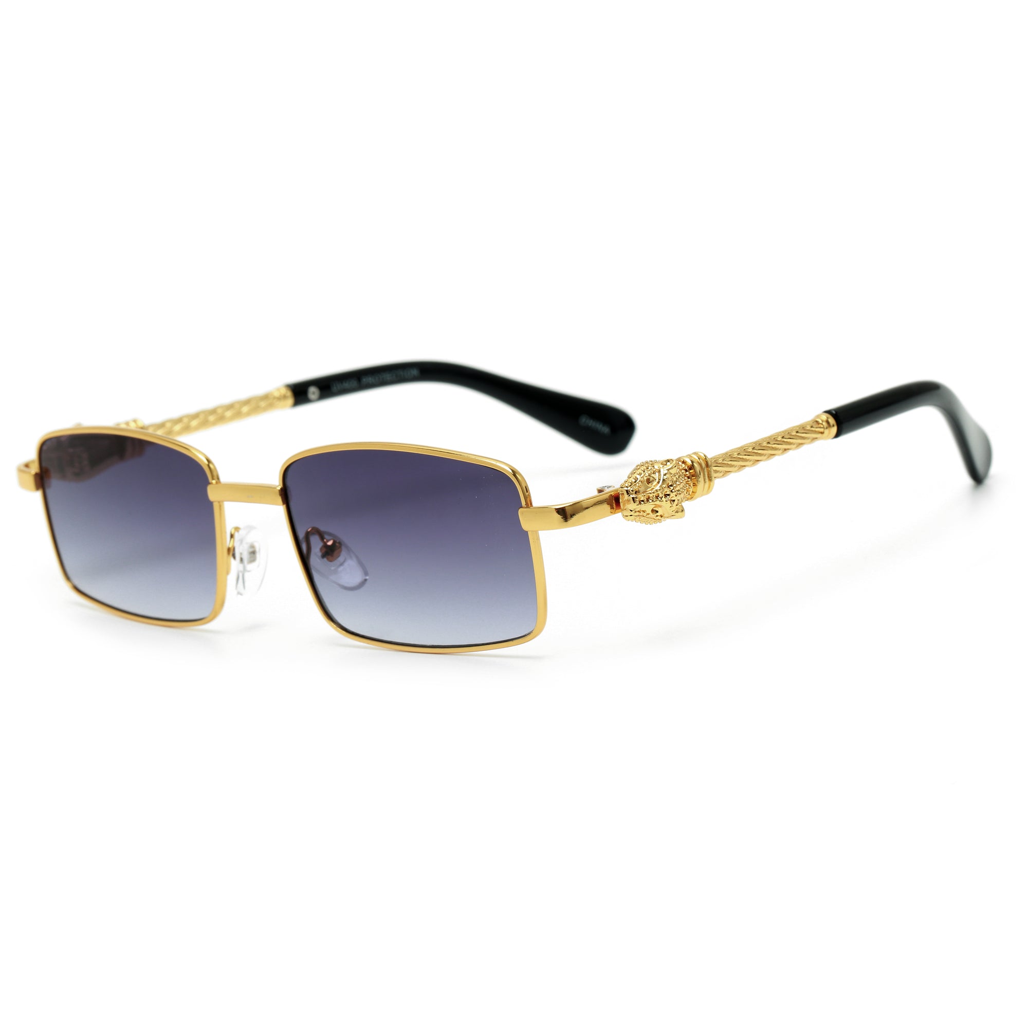Slim Rectangular Leopard Cable Wire Temple Sunnies
