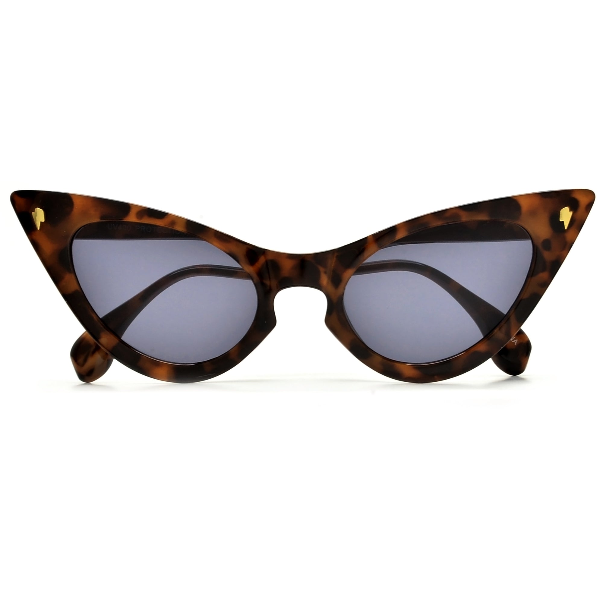 Wavy Temple Classic High Tip Cat Eye Sunglasses
