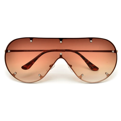 Oversize Studded Aviator Silhouette Shields