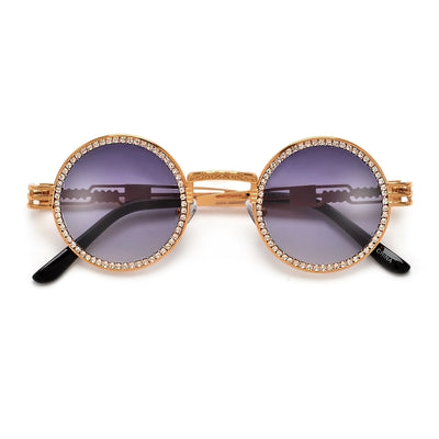 Shimmering Crystal Embed Chic Round Sunnies
