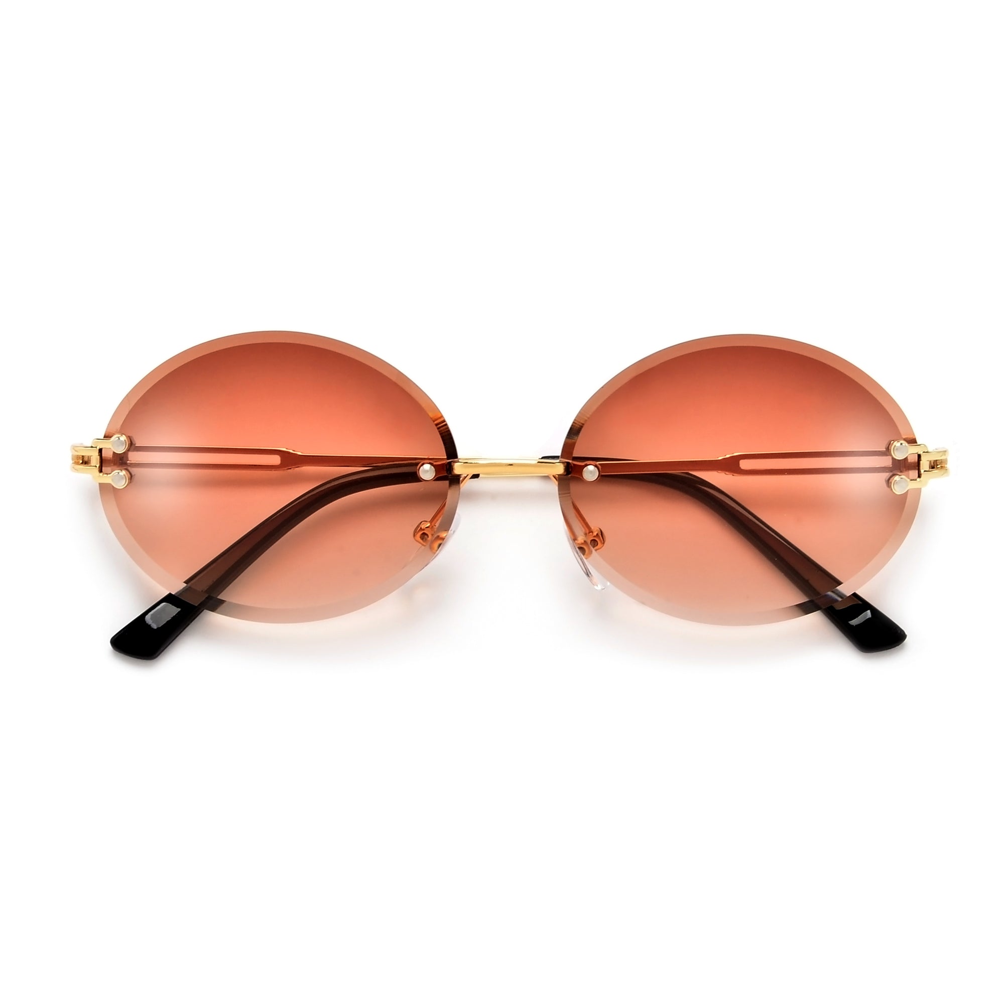 Rimless Beveled Edges Timeless Oval Sunnies