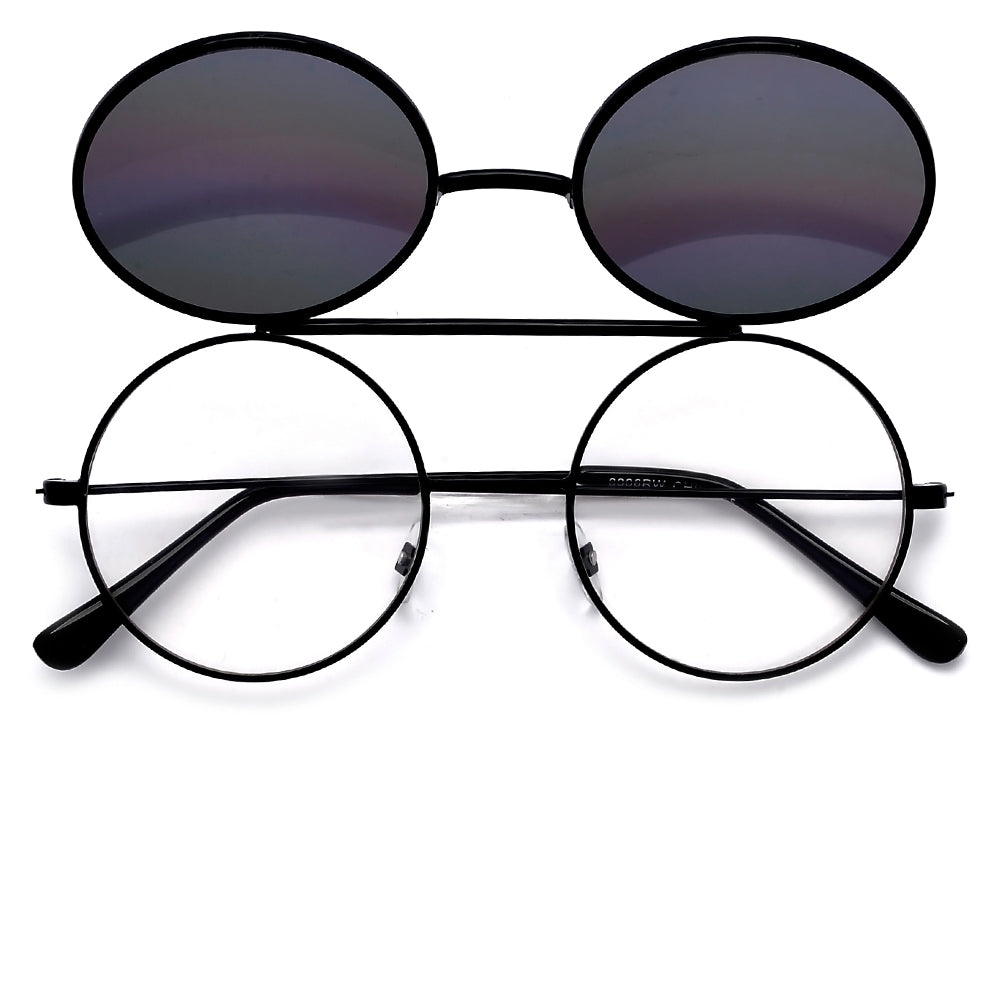 Full Metal Retro Round Colorful Lens Flip Up Sunglasses - Sunglass Spot