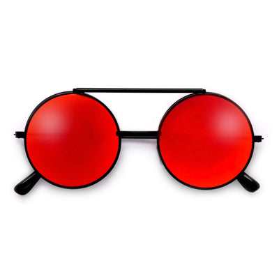 Full Metal Retro Round Colorful Lens Flip Up Sunglasses - Sunglass Spot