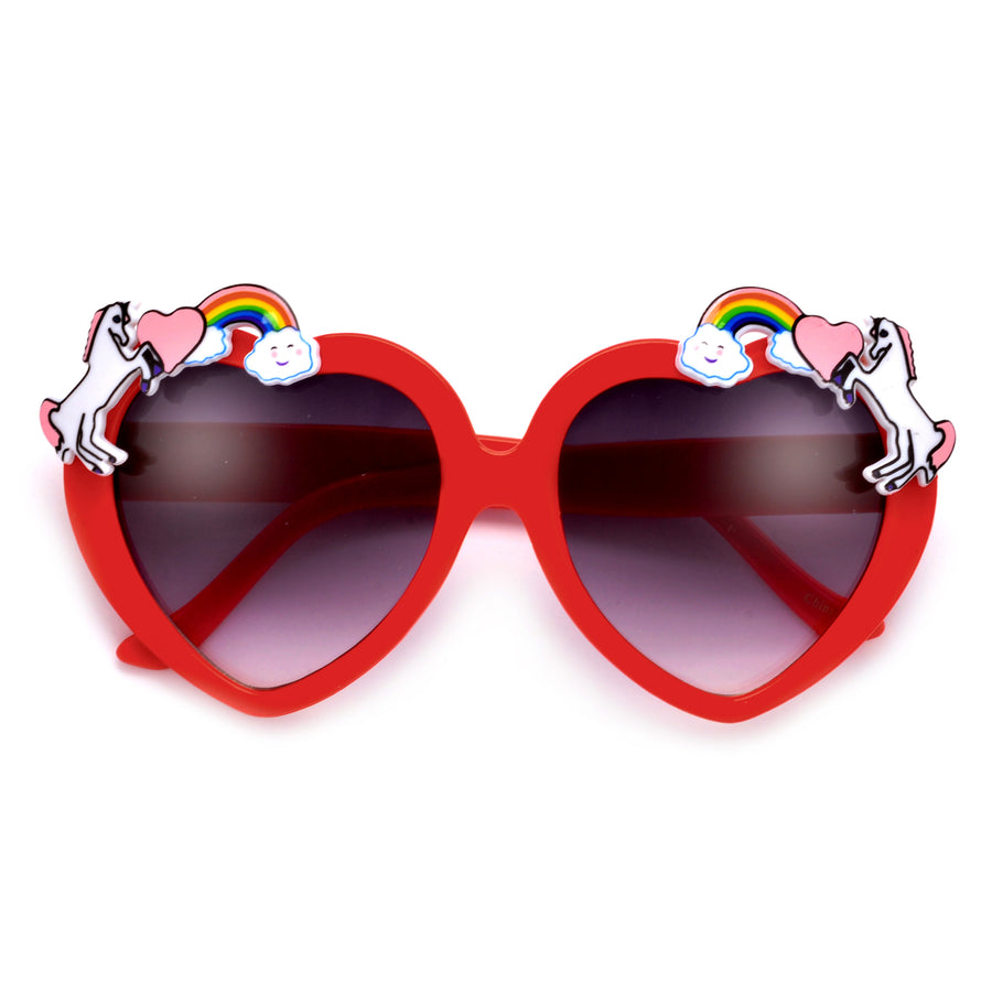 Adorable Unicorn Decorated Heart Sunglasses