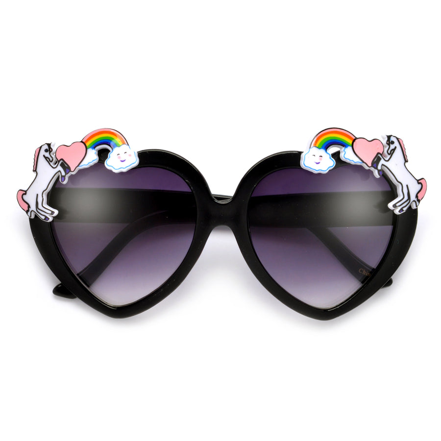 Adorable Unicorn Decorated Heart Sunglasses - Sunglass Spot