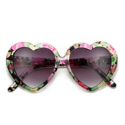Adorable Floral Decorated Heart Shaped Sunglasses - Sunglass Spot