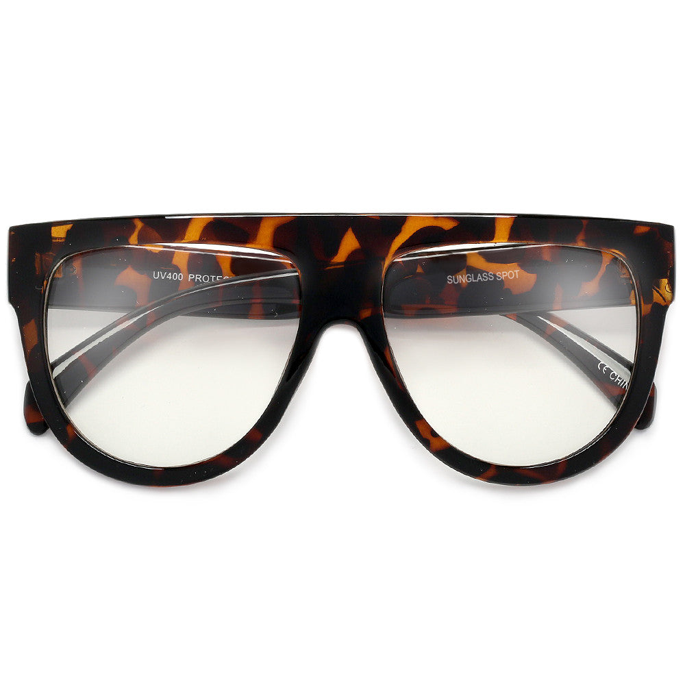 Flat Top Shadow Clear Lens Fashion Icon Eyewear - Sunglass Spot