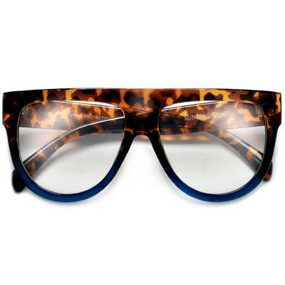 Flat Top Shadow Clear Lens Fashion Icon Eyewear - Sunglass Spot
