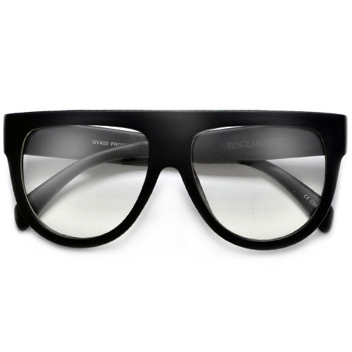Flat Top Shadow Clear Lens Fashion Icon Eyewear - Sunglass Spot