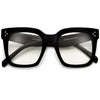 Bold Thick Triple Pinpoint Studs Chic Fashion Design Clear Lens Eye Wear - Sunglass Spot
