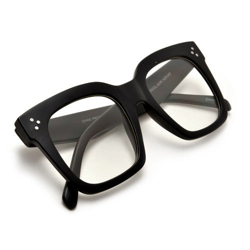 Translucent Gray Thick Geek-Chic Acetate Geometric Blue Light Glasses