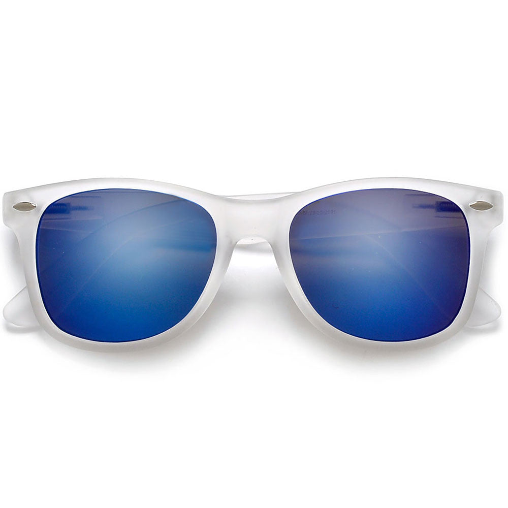 Classic Frosted Clear Frame Colorful Revo Lens 80's Sunglasses