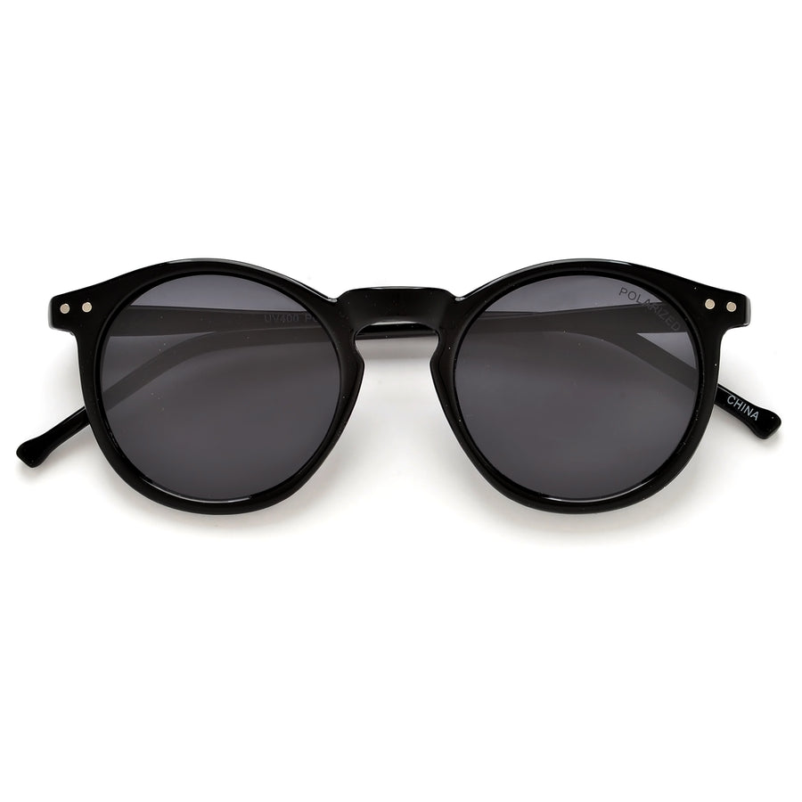 Polarized Keyhole Bridge Round Sunglasses