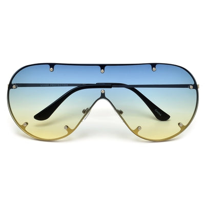 Oversize Studded Aviator Silhouette Shields